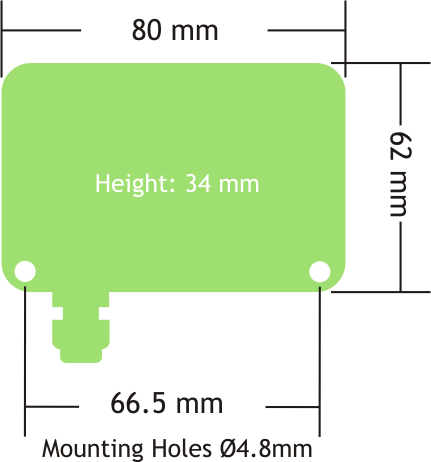 Dimensions of case for the wireless sensor for strain gauges